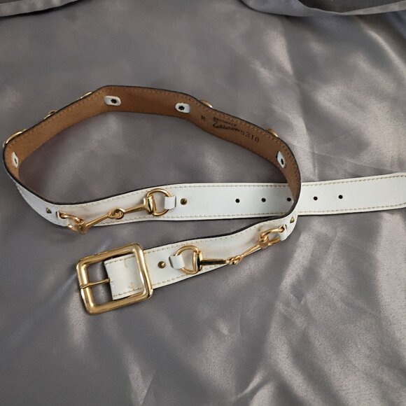 ❤️Womens CALDERON Handmade White Patent HORSEBIT BELT MEDIUM main image 10